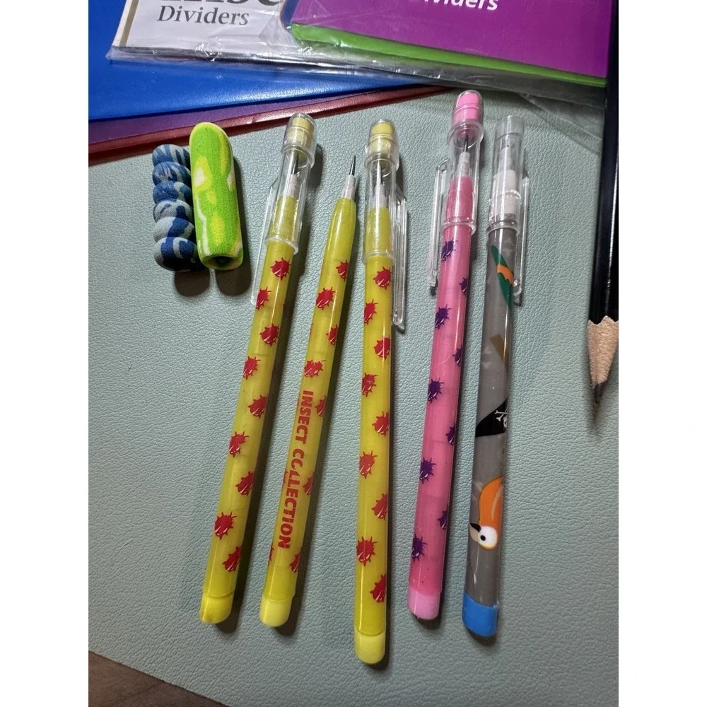 School Supplies SUPER LOT - 18 PIECES - Pencils - Folders - Dividers - Erasers